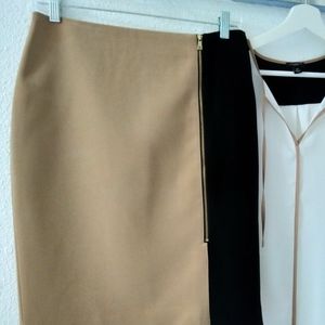 Ann Taylor zip skirt tan and black